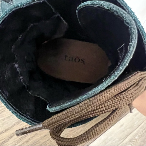Taos Crave lace up leather combat boots side zip buckle detail teal size 8-8.5 - Picture 14 of 14